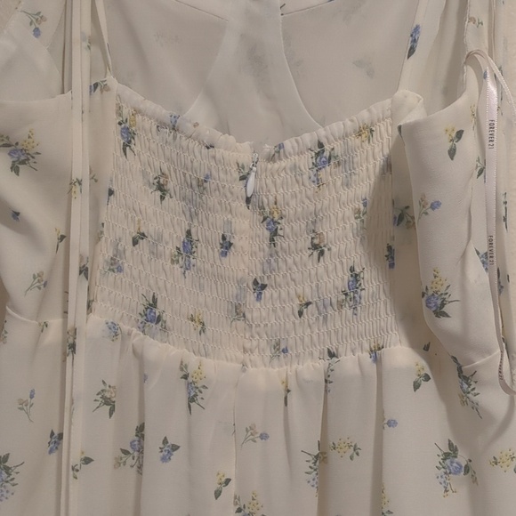 Forever 21 ivory floral print sleeveless midi length cami dress - Picture 6 of 12